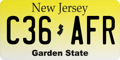 NJ license plate C36AFR