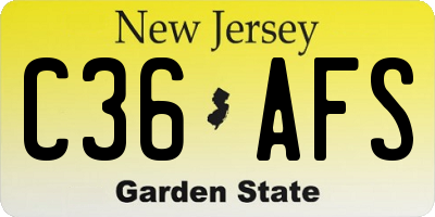 NJ license plate C36AFS