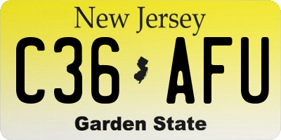 NJ license plate C36AFU