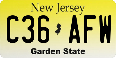 NJ license plate C36AFW