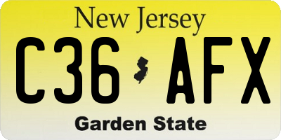 NJ license plate C36AFX