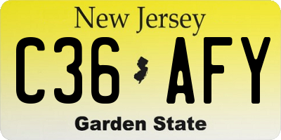NJ license plate C36AFY