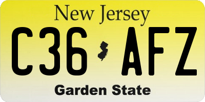 NJ license plate C36AFZ