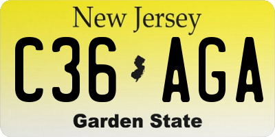 NJ license plate C36AGA