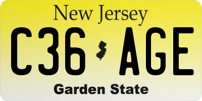 NJ license plate C36AGE