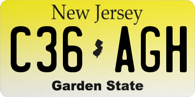 NJ license plate C36AGH