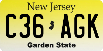 NJ license plate C36AGK