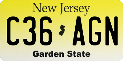 NJ license plate C36AGN