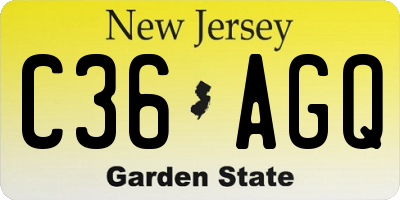 NJ license plate C36AGQ