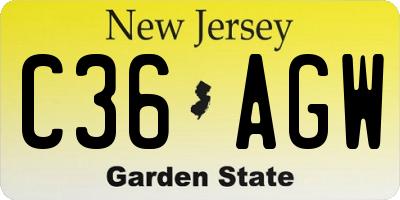 NJ license plate C36AGW