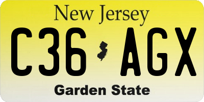 NJ license plate C36AGX