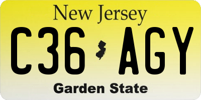 NJ license plate C36AGY