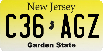 NJ license plate C36AGZ