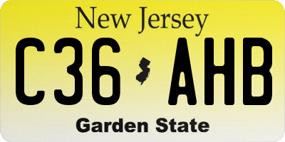 NJ license plate C36AHB