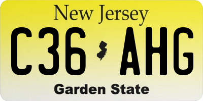 NJ license plate C36AHG