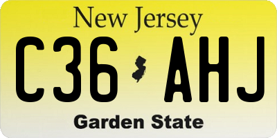 NJ license plate C36AHJ