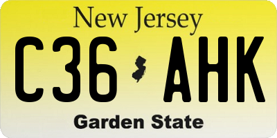 NJ license plate C36AHK