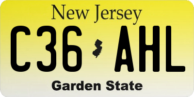 NJ license plate C36AHL