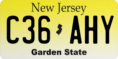 NJ license plate C36AHY