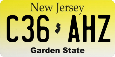NJ license plate C36AHZ