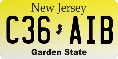 NJ license plate C36AIB