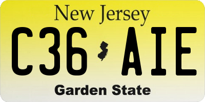 NJ license plate C36AIE