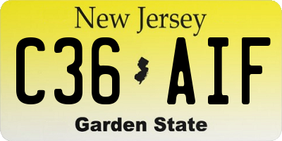 NJ license plate C36AIF