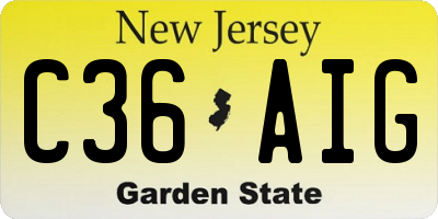 NJ license plate C36AIG