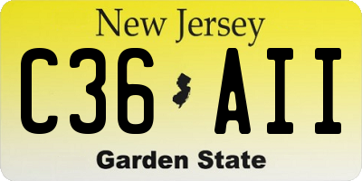 NJ license plate C36AII