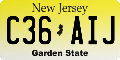 NJ license plate C36AIJ