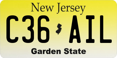 NJ license plate C36AIL