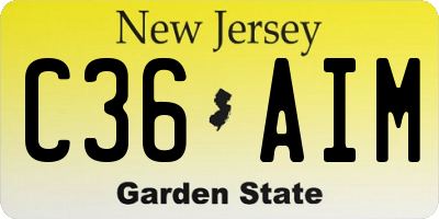 NJ license plate C36AIM