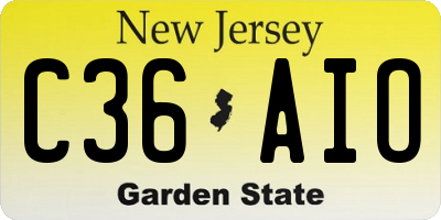 NJ license plate C36AIO