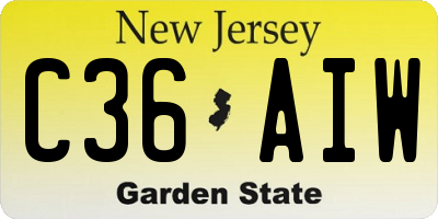 NJ license plate C36AIW
