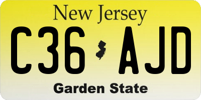 NJ license plate C36AJD