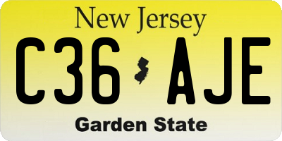 NJ license plate C36AJE