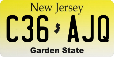 NJ license plate C36AJQ