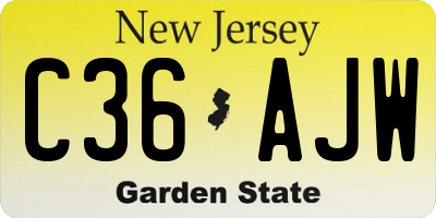 NJ license plate C36AJW