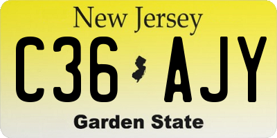 NJ license plate C36AJY