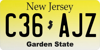 NJ license plate C36AJZ
