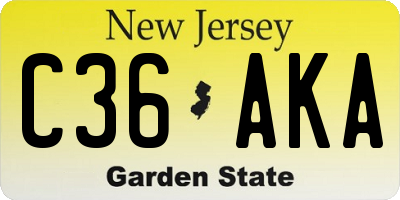 NJ license plate C36AKA