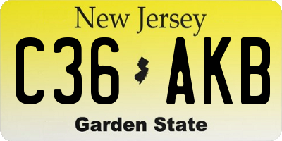 NJ license plate C36AKB