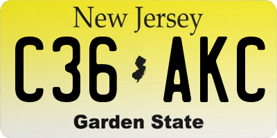 NJ license plate C36AKC