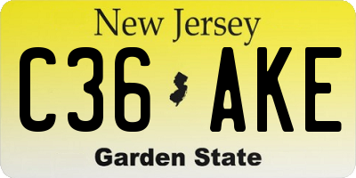 NJ license plate C36AKE