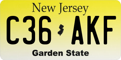 NJ license plate C36AKF