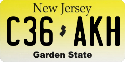 NJ license plate C36AKH