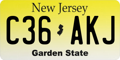 NJ license plate C36AKJ