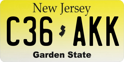 NJ license plate C36AKK