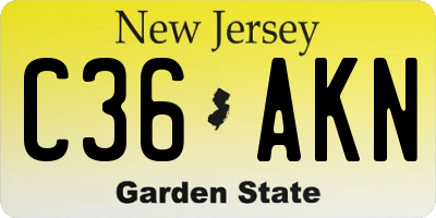 NJ license plate C36AKN