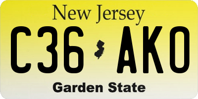 NJ license plate C36AKO